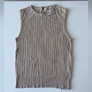 Sweater 100% Silk Size‎ M Beige Ribbed Sleeveless Top Career Office Soft Classic